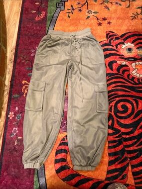 Women’s Tan Mesh Cargo Joggers